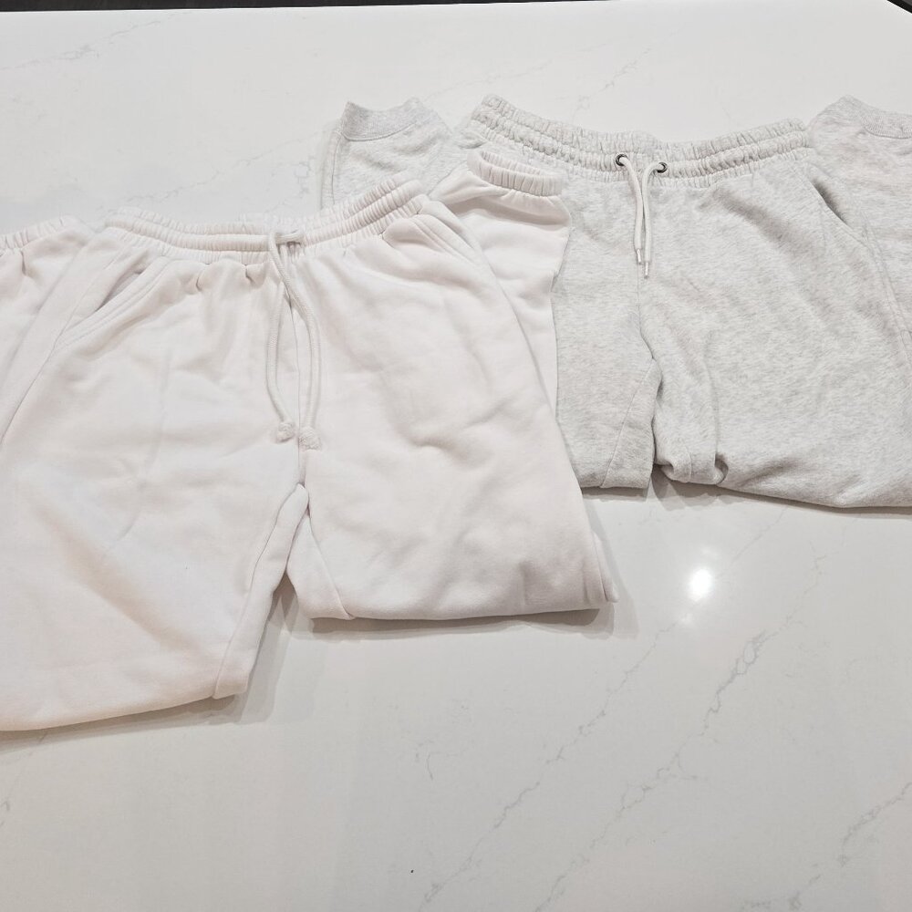 Super Soft and Comfy Gathered Sweatpants with Pockets White Heathered Gray Sz S